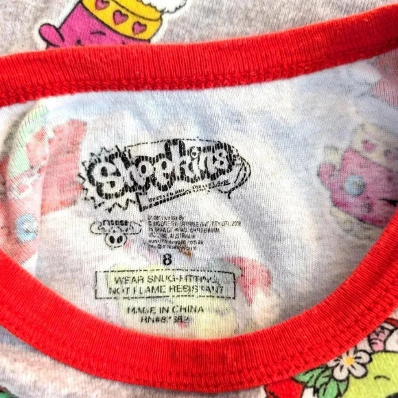 Shopkins Girls 2pc Santas Faves Christmas Holiday Pajamas Cotton Sleep SZ 8 Red - Picture 6 of 8